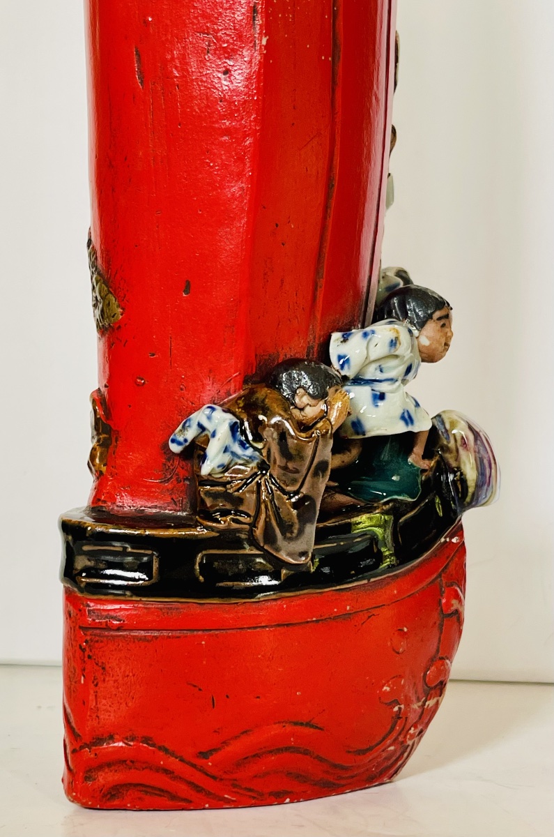 Japanese Sumida Gawa Vase Signed By Ban-ni, Meiji Period, 1900.-photo-6